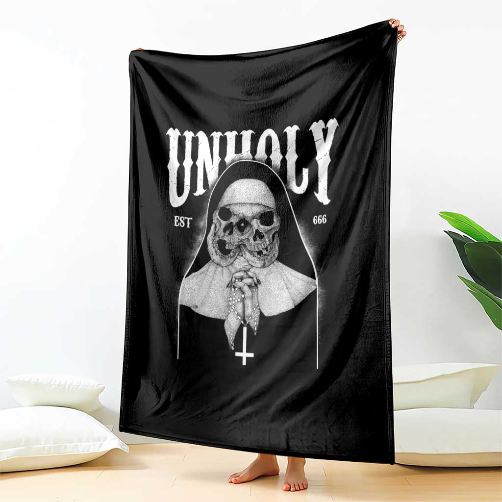 Unholy Nun Throw Blanket Skeleton Dirty Nun Creepy Halloween - Wonder Print Shop