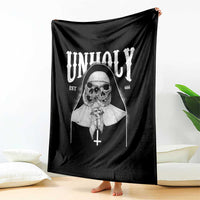 Unholy Nun Throw Blanket Skeleton Dirty Nun Creepy Halloween - Wonder Print Shop