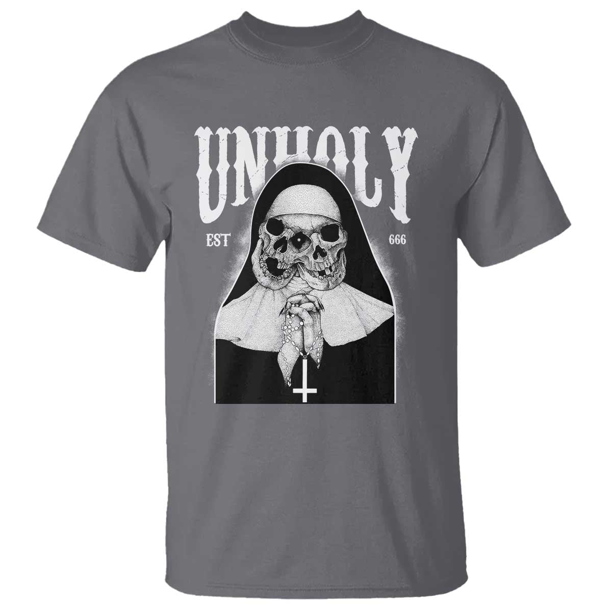 Unholy Nun T Shirt Skeleton Dirty Nun Creepy Halloween - Wonder Print Shop