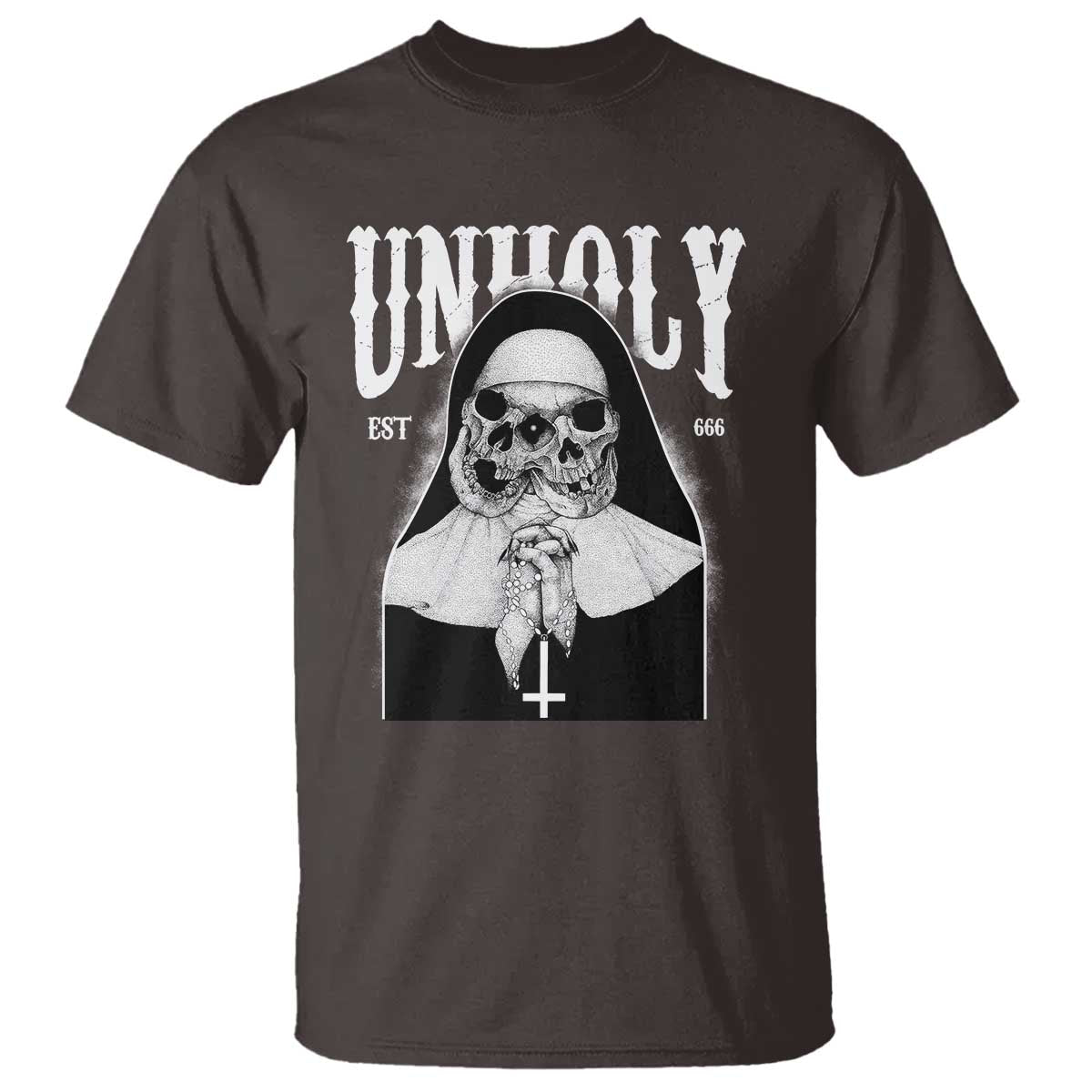 Unholy Nun T Shirt Skeleton Dirty Nun Creepy Halloween - Wonder Print Shop