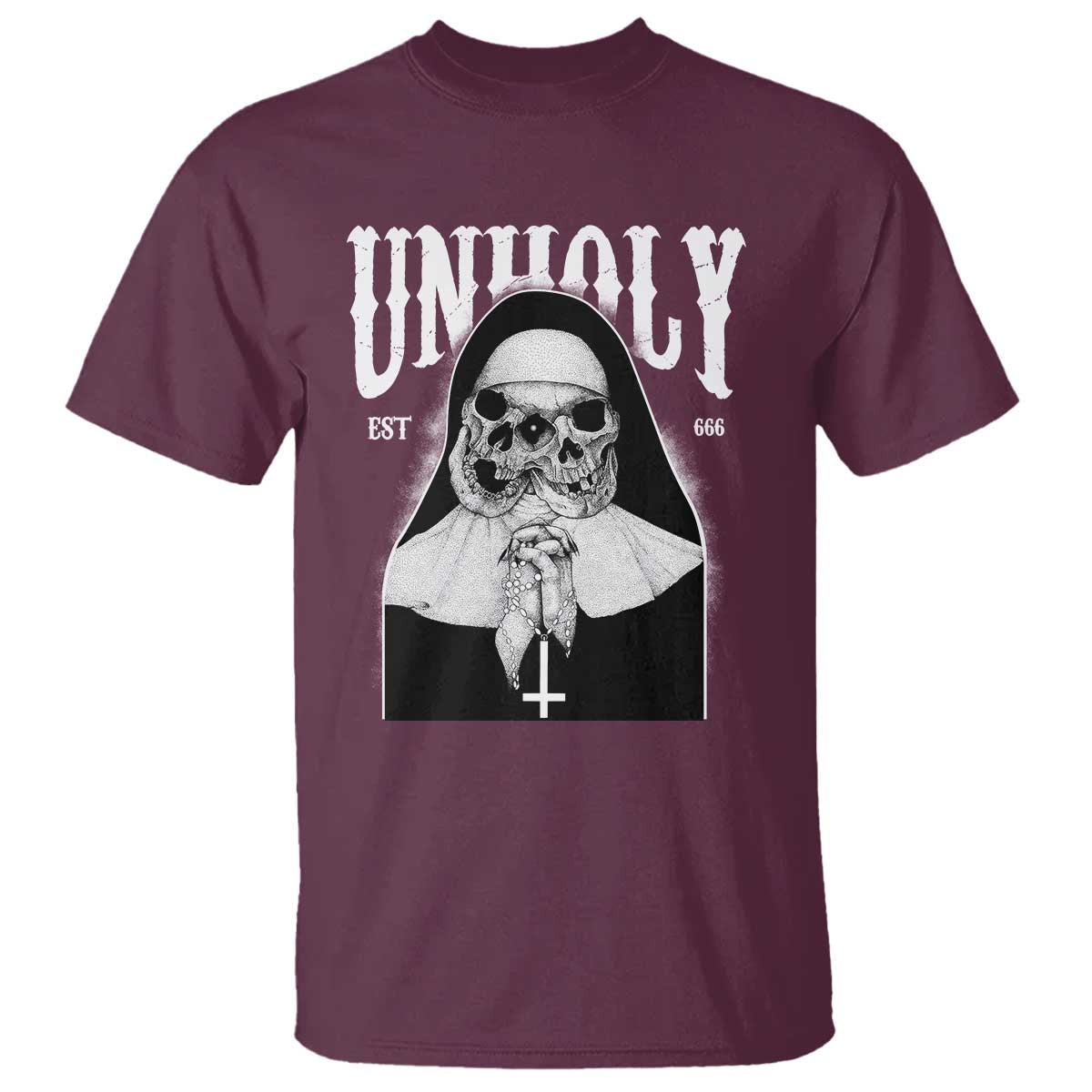 Unholy Nun T Shirt Skeleton Dirty Nun Creepy Halloween - Wonder Print Shop