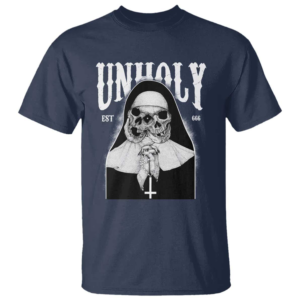 Unholy Nun T Shirt Skeleton Dirty Nun Creepy Halloween - Wonder Print Shop