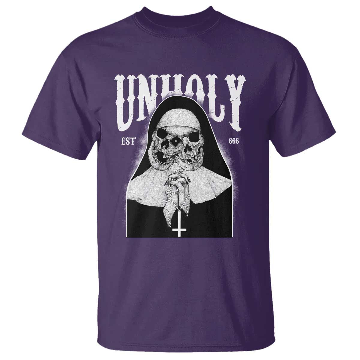 Unholy Nun T Shirt Skeleton Dirty Nun Creepy Halloween - Wonder Print Shop