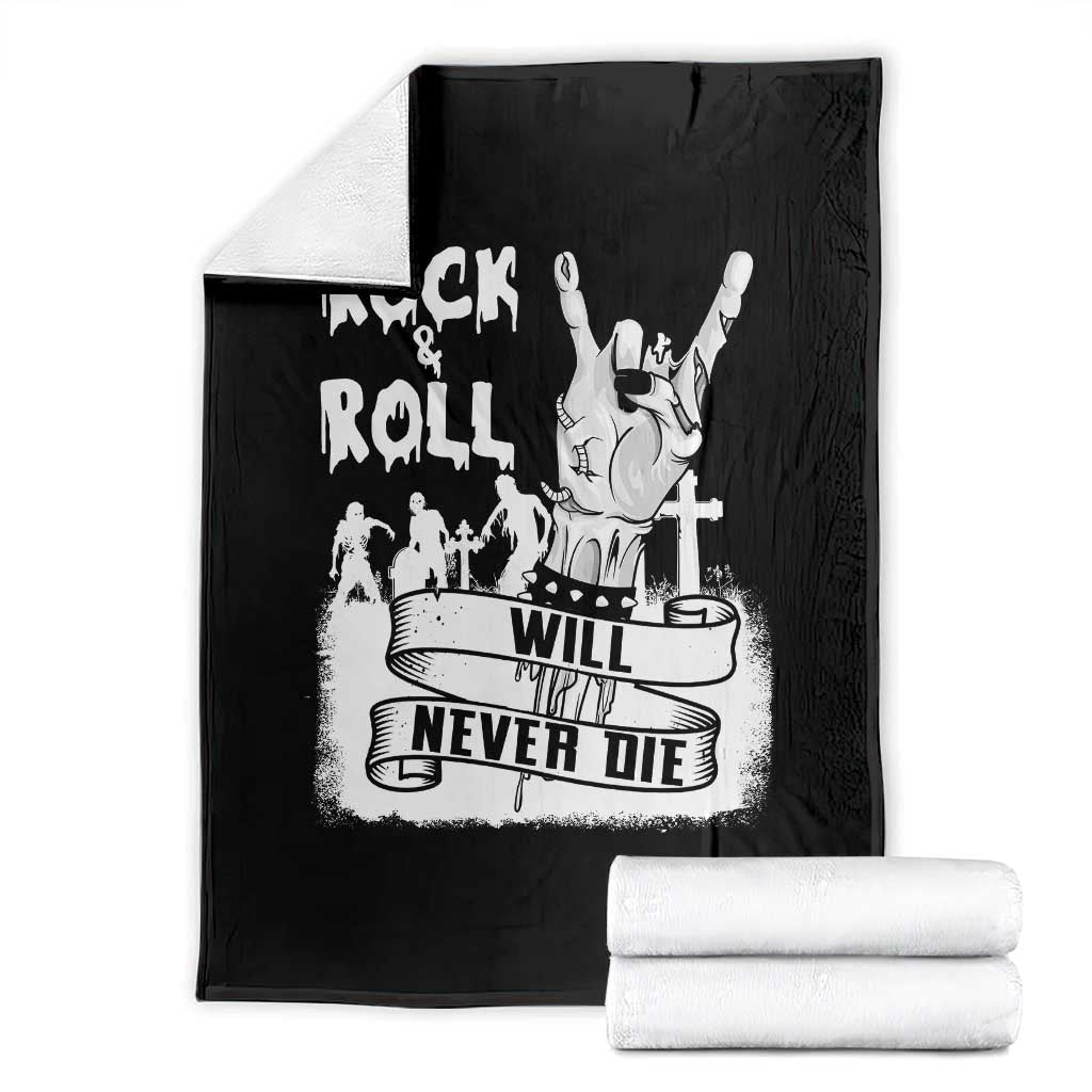 Halloween Rock N Roll Throw Blanket Will Never Die Zombie - Wonder Print Shop