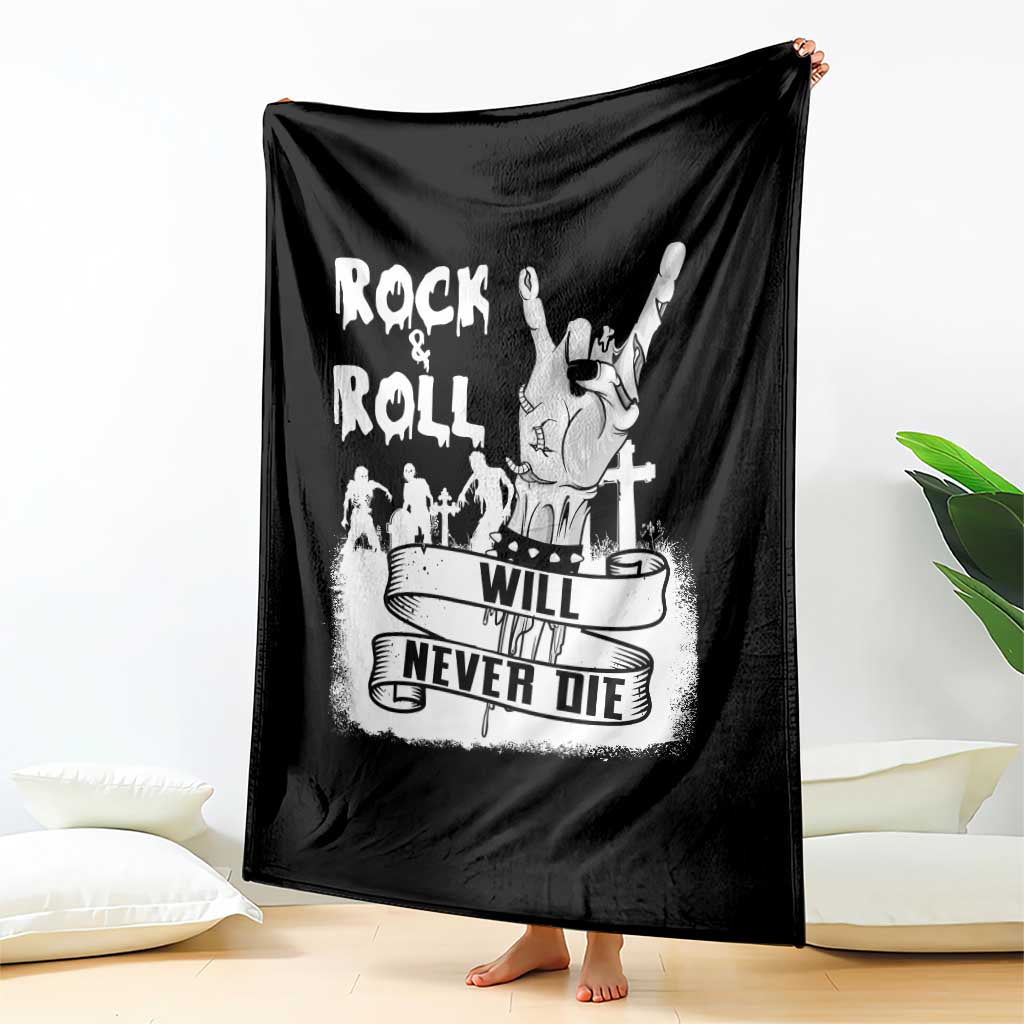 Halloween Rock N Roll Throw Blanket Will Never Die Zombie - Wonder Print Shop