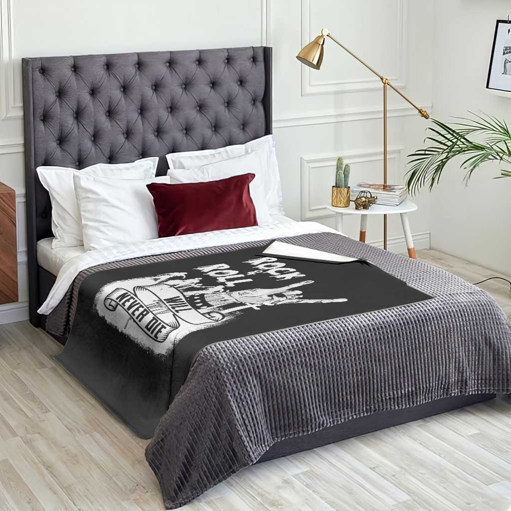 Halloween Rock N Roll Throw Blanket Will Never Die Zombie - Wonder Print Shop