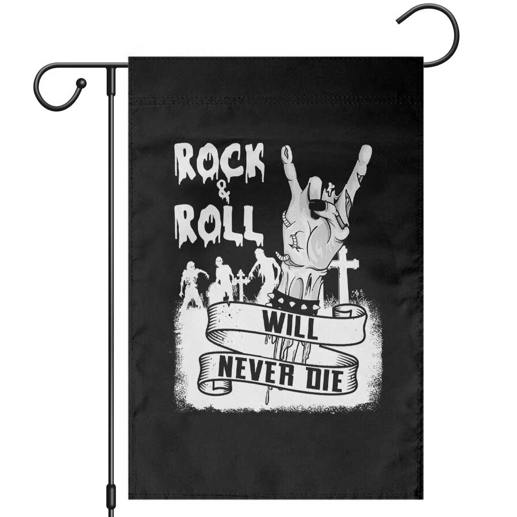 Halloween Rock N Roll Garden Flag Will Never Die Zombie - Wonder Print Shop
