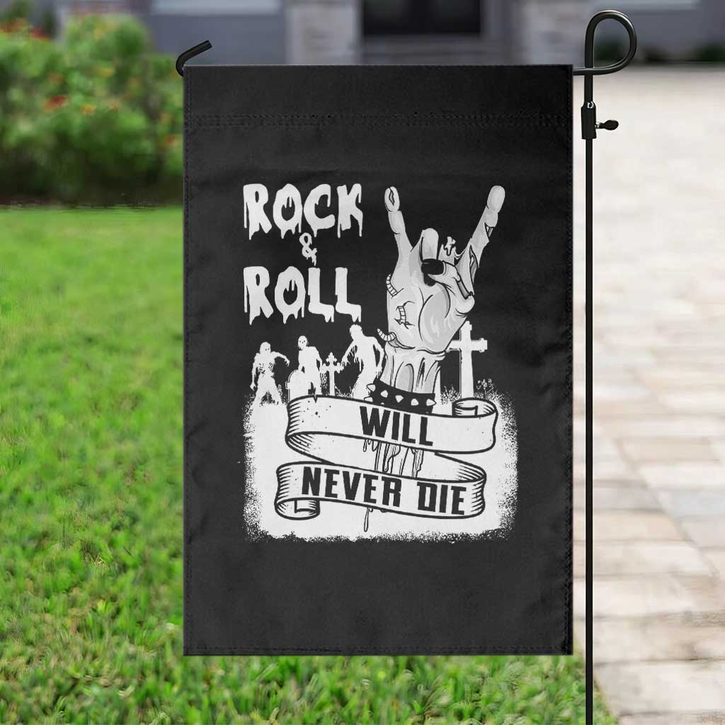 Halloween Rock N Roll Garden Flag Will Never Die Zombie - Wonder Print Shop