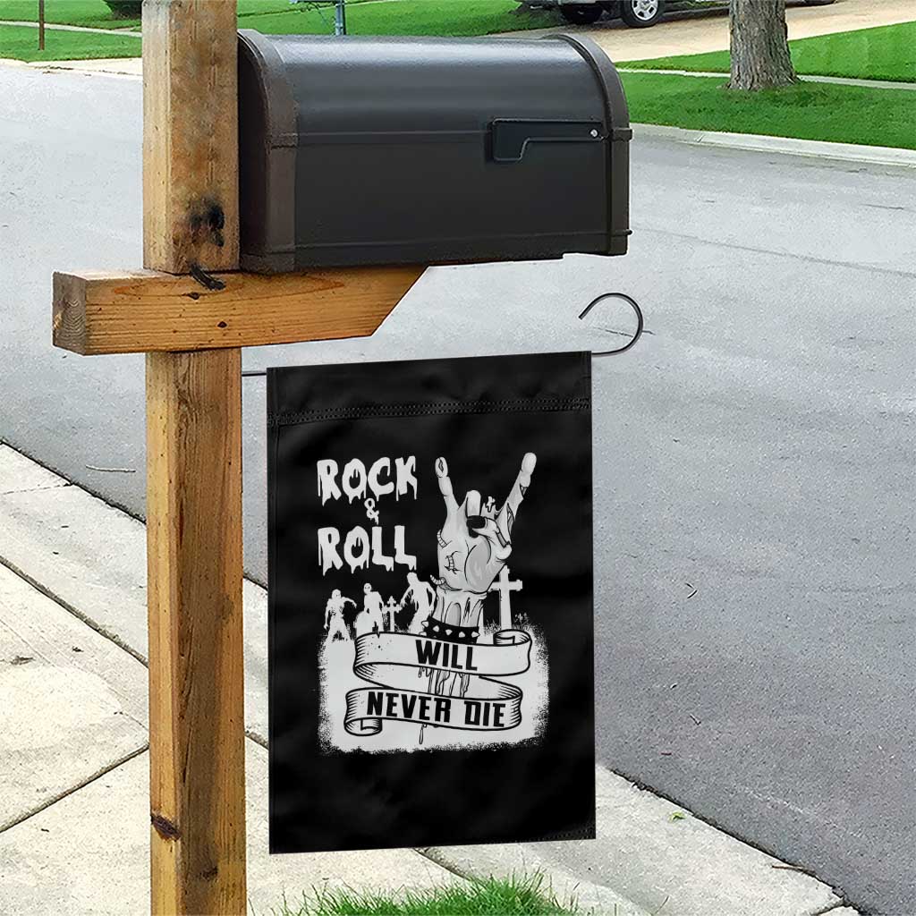 Halloween Rock N Roll Garden Flag Will Never Die Zombie - Wonder Print Shop