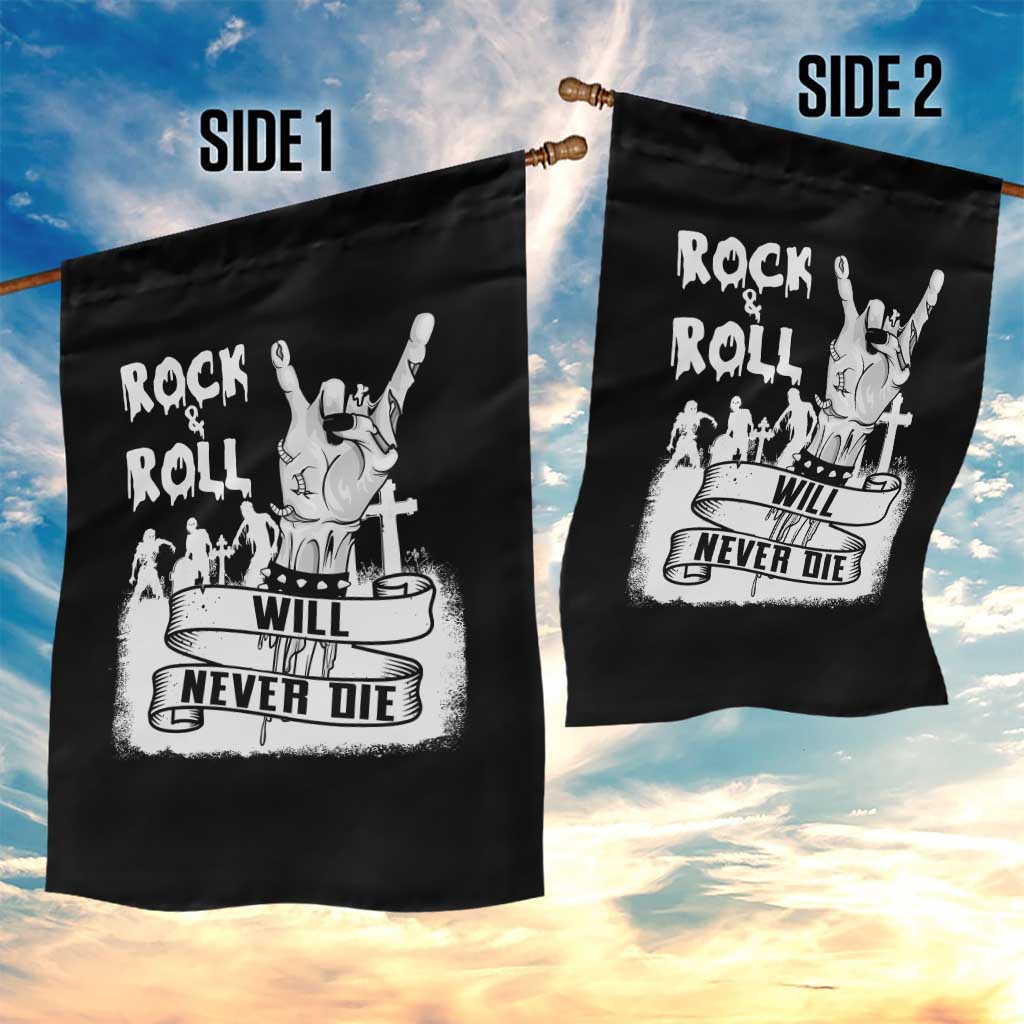 Halloween Rock N Roll Garden Flag Will Never Die Zombie - Wonder Print Shop
