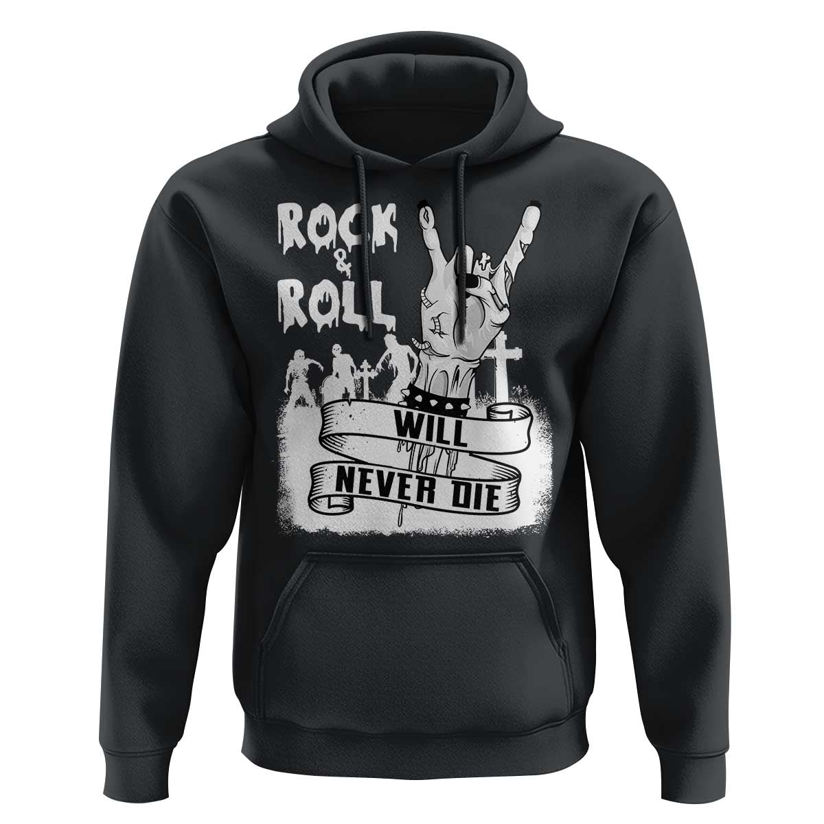 Halloween Rock N Roll Hoodie Will Never Die Zombie