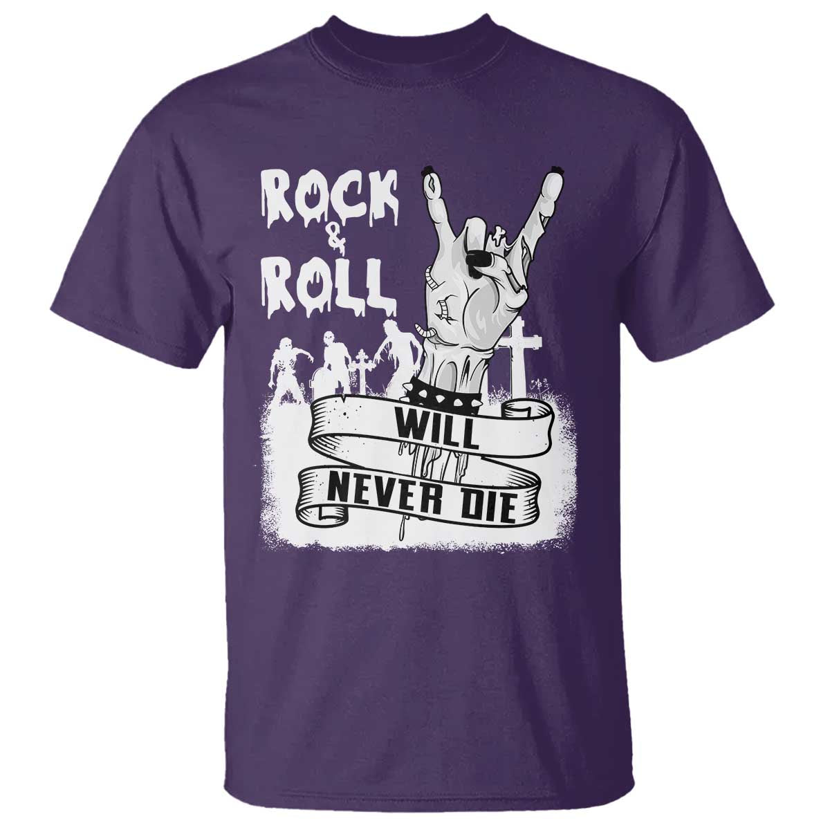 Halloween Rock N Roll T Shirt Will Never Die Zombie - Wonder Print Shop