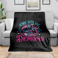 Halloween Rock N Roll Throw Blanket Vibing With My Demons - Wonder Print Shop