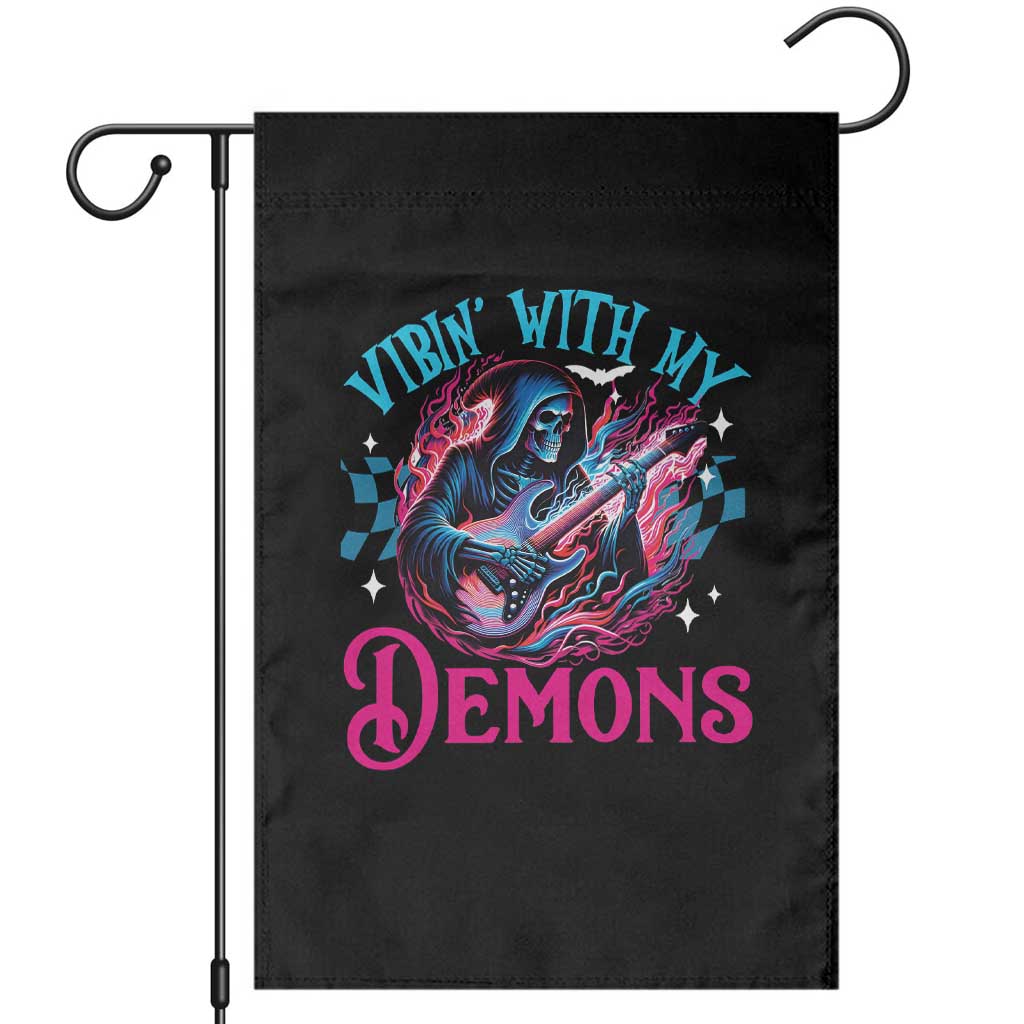 Halloween Rock N Roll Garden Flag Vibing With My Demons - Wonder Print Shop