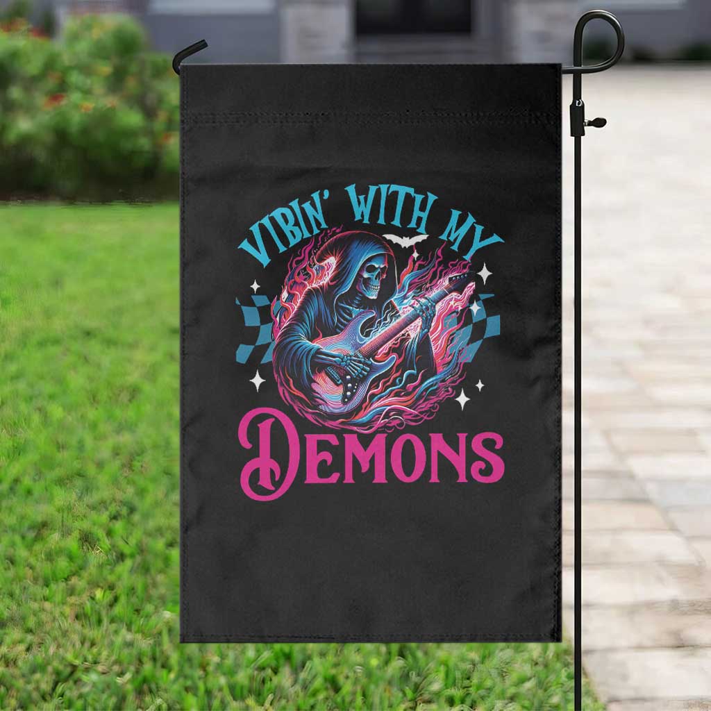Halloween Rock N Roll Garden Flag Vibing With My Demons - Wonder Print Shop