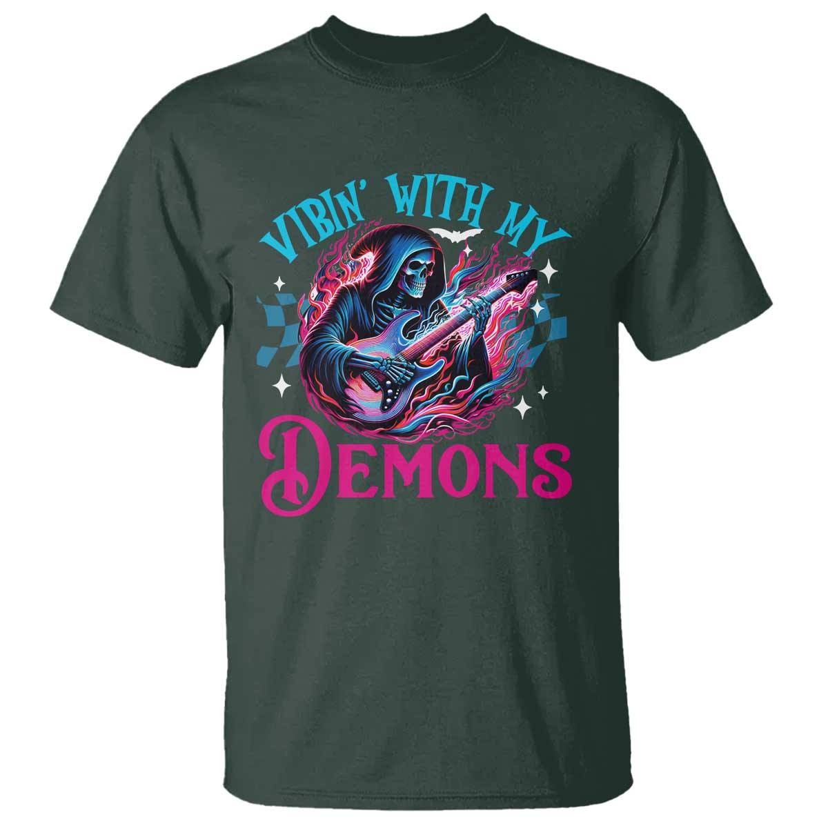 Halloween Rock N Roll T Shirt Vibing With My Demons - Wonder Print Shop