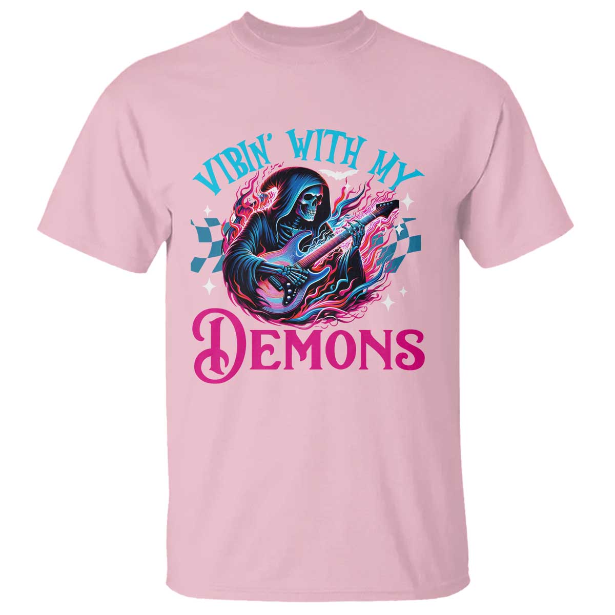 Halloween Rock N Roll T Shirt Vibing With My Demons - Wonder Print Shop