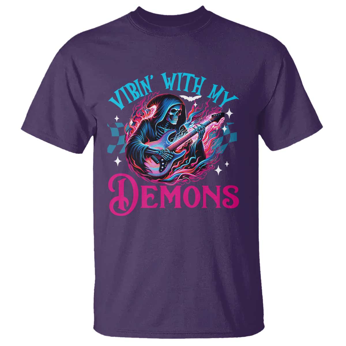 Halloween Rock N Roll T Shirt Vibing With My Demons - Wonder Print Shop
