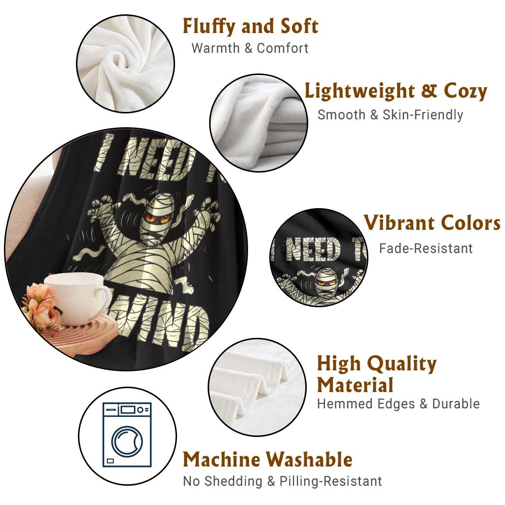 Funny Halloween Mummy Throw Blanket I Need to Unwind - Wonder Print Shop