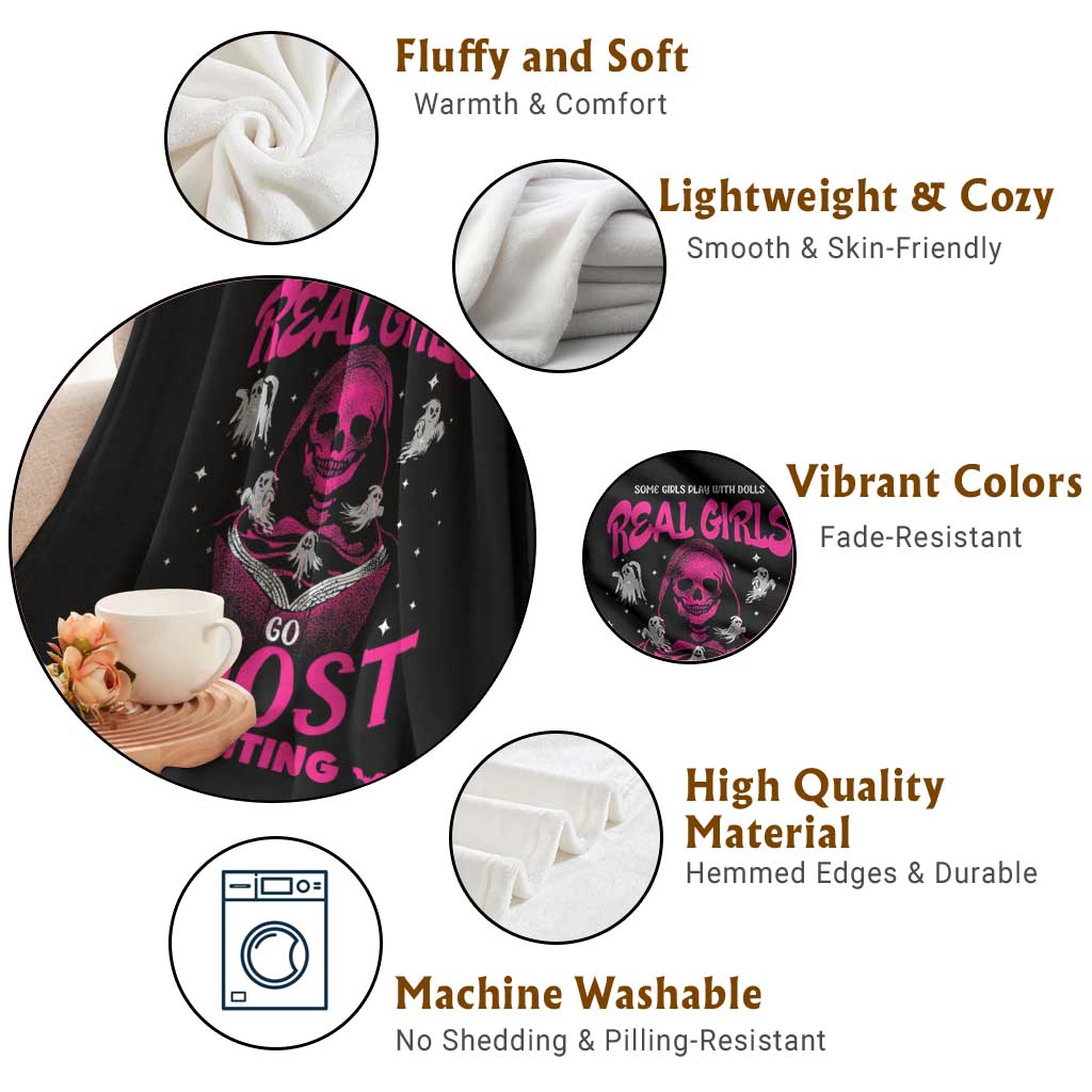 Real Girls Go Ghost Hunting Throw Blanket Paranormal Investigator Spooky Halloween - Wonder Print Shop