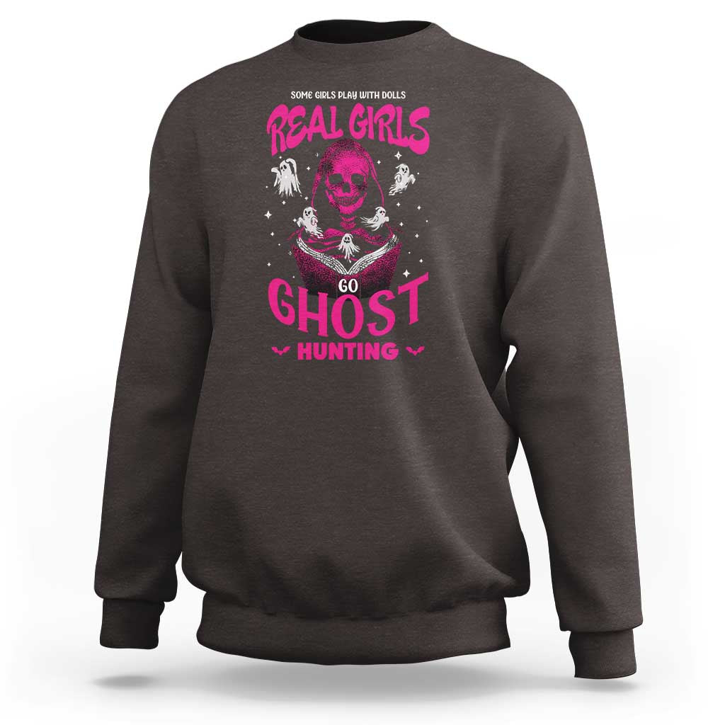 Real Girls Go Ghost Hunting Sweatshirt Paranormal Investigator Spooky Halloween - Wonder Print Shop