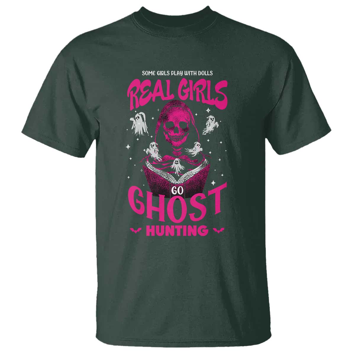Real Girls Go Ghost Hunting T Shirt Paranormal Investigator Spooky Halloween - Wonder Print Shop