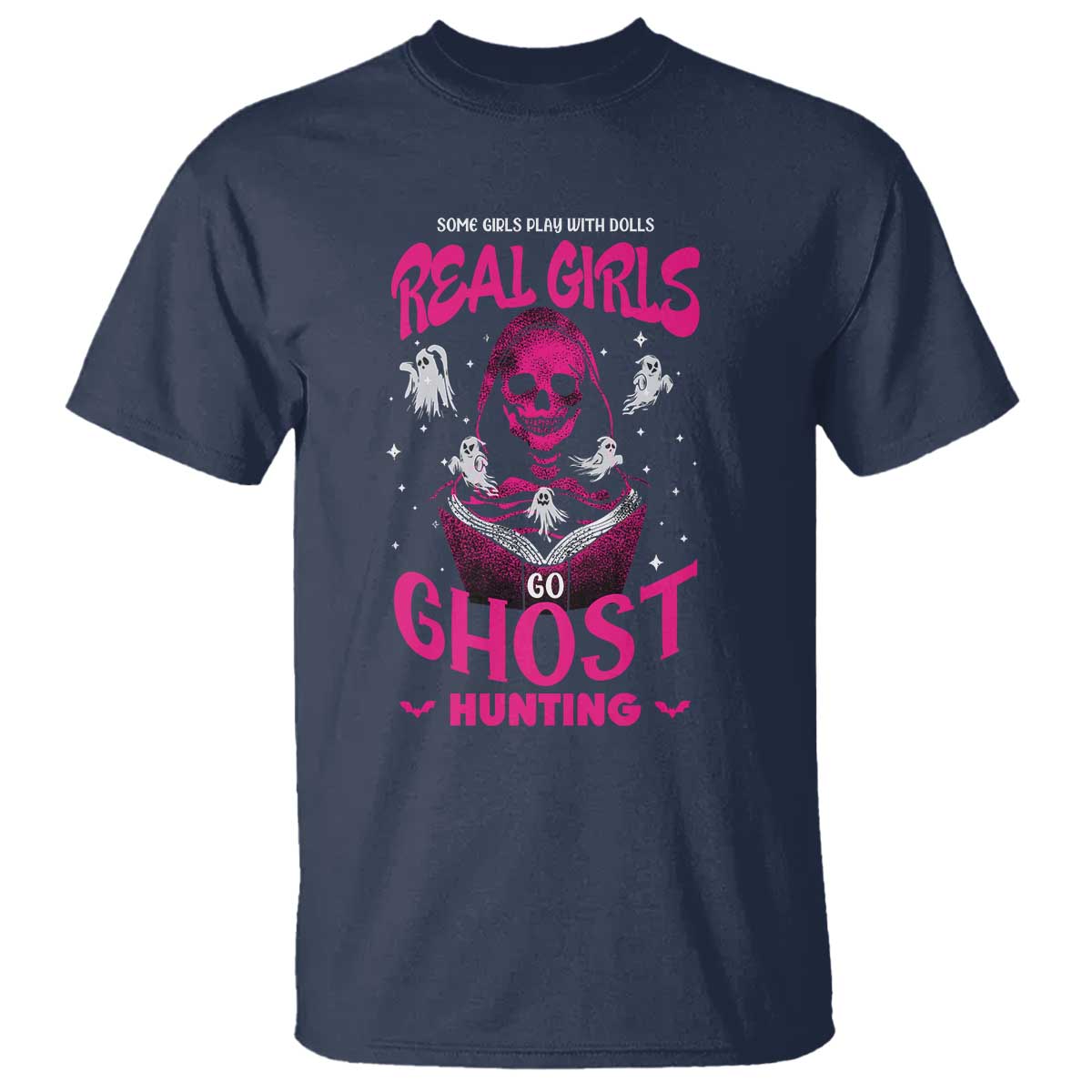 Real Girls Go Ghost Hunting T Shirt Paranormal Investigator Spooky Halloween - Wonder Print Shop