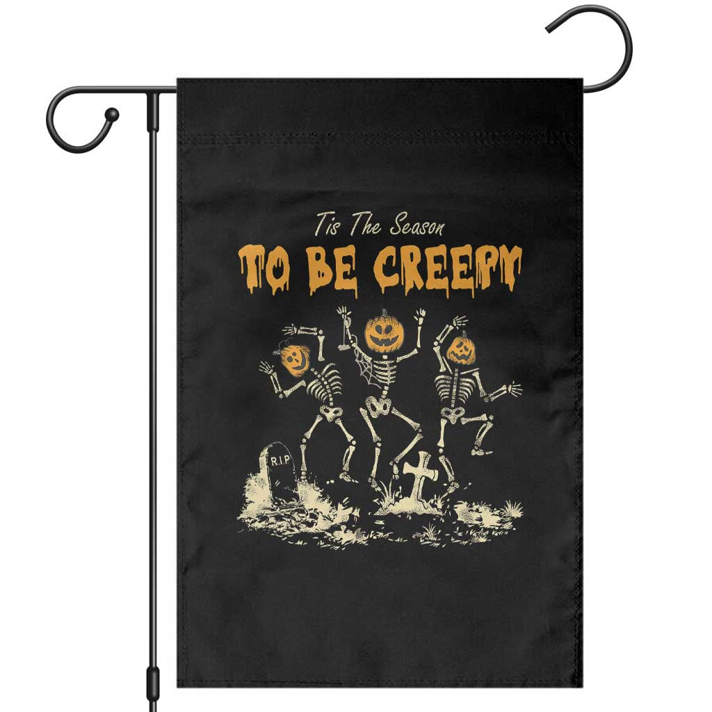 Funny Halloween Garden Flag Tis The Season To Be Creepy Dancing Skeleton - Wonder Print Shop
