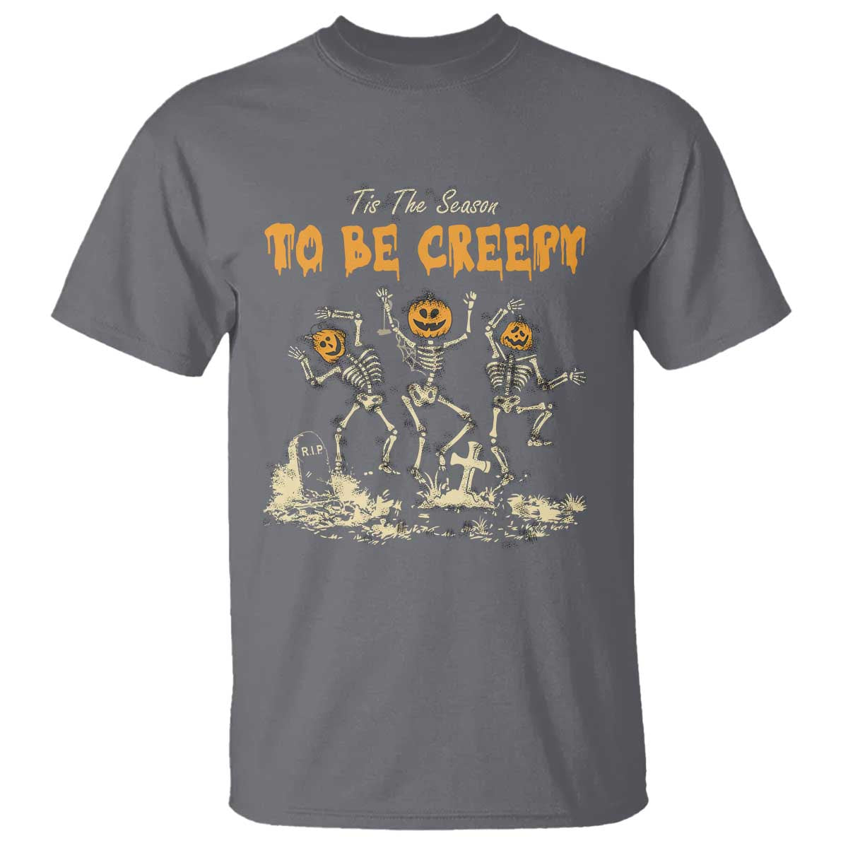Funny Halloween T Shirt Tis The Season To Be Creepy Dancing Skeleton - Wonder Print Shop