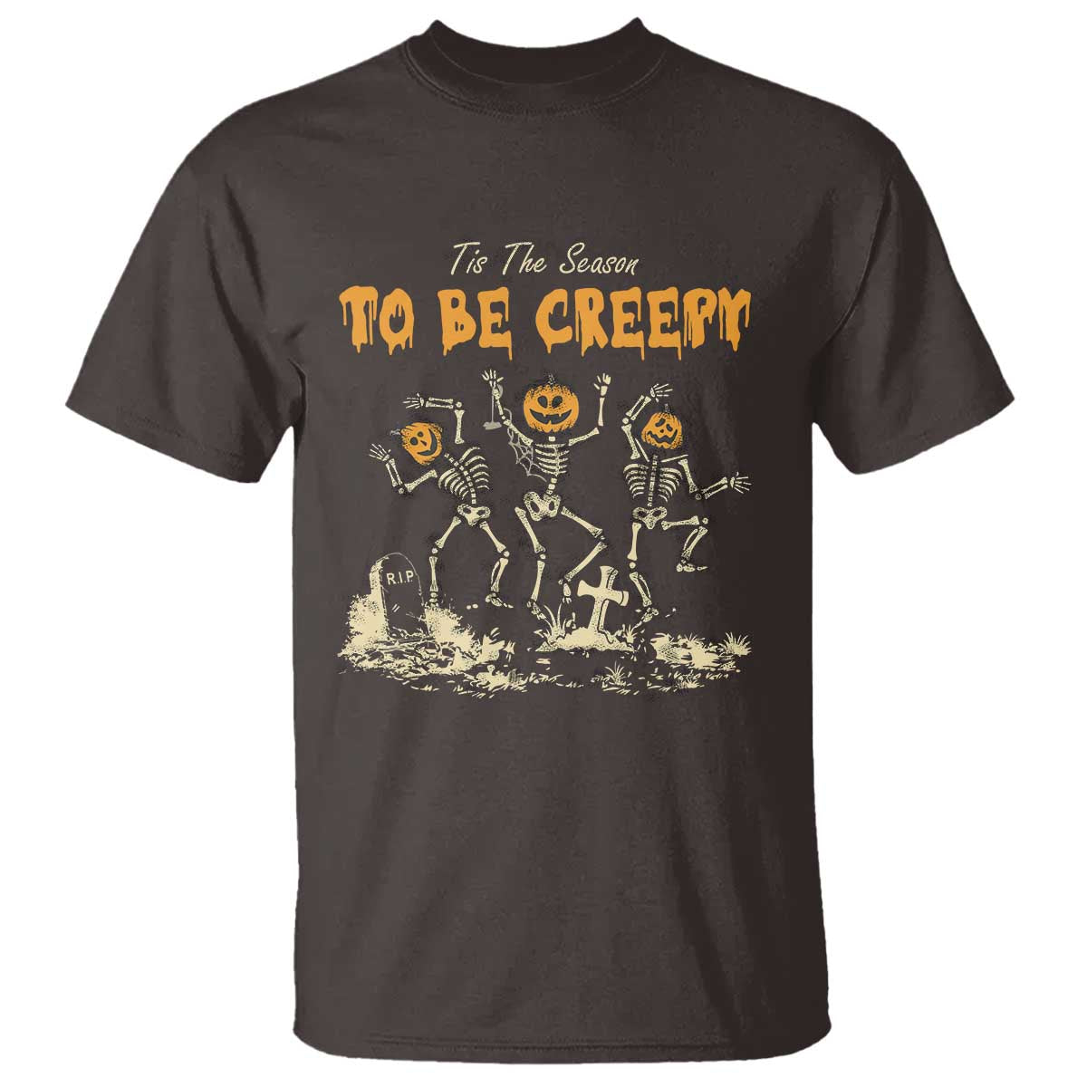 Funny Halloween T Shirt Tis The Season To Be Creepy Dancing Skeleton - Wonder Print Shop