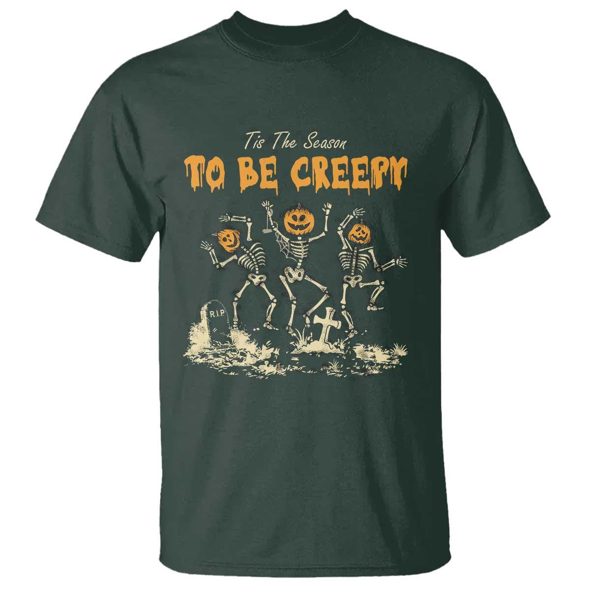 Funny Halloween T Shirt Tis The Season To Be Creepy Dancing Skeleton - Wonder Print Shop