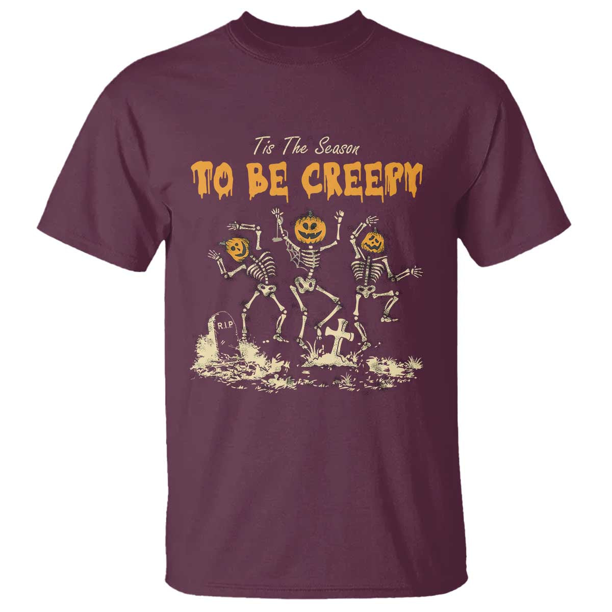 Funny Halloween T Shirt Tis The Season To Be Creepy Dancing Skeleton - Wonder Print Shop