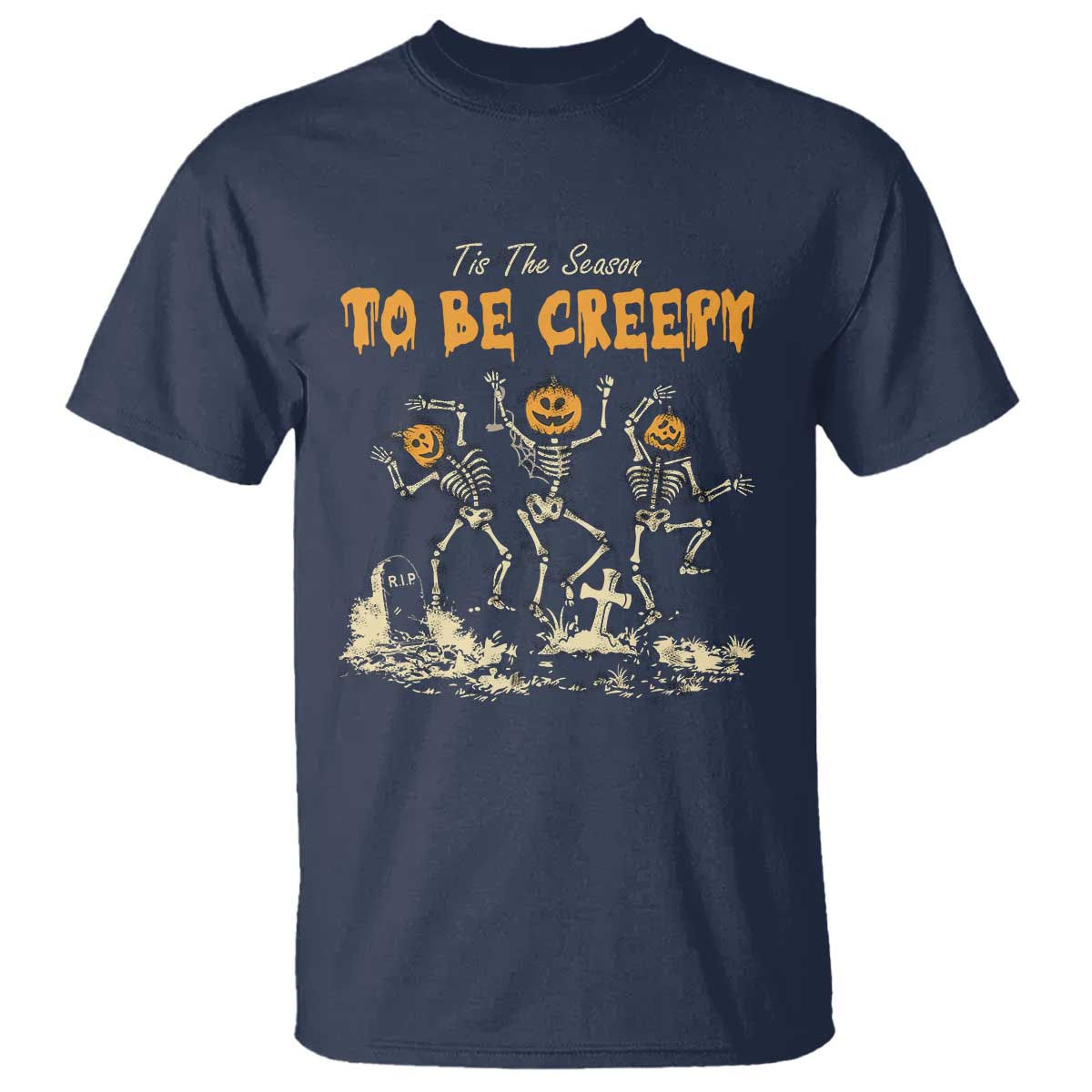 Funny Halloween T Shirt Tis The Season To Be Creepy Dancing Skeleton - Wonder Print Shop