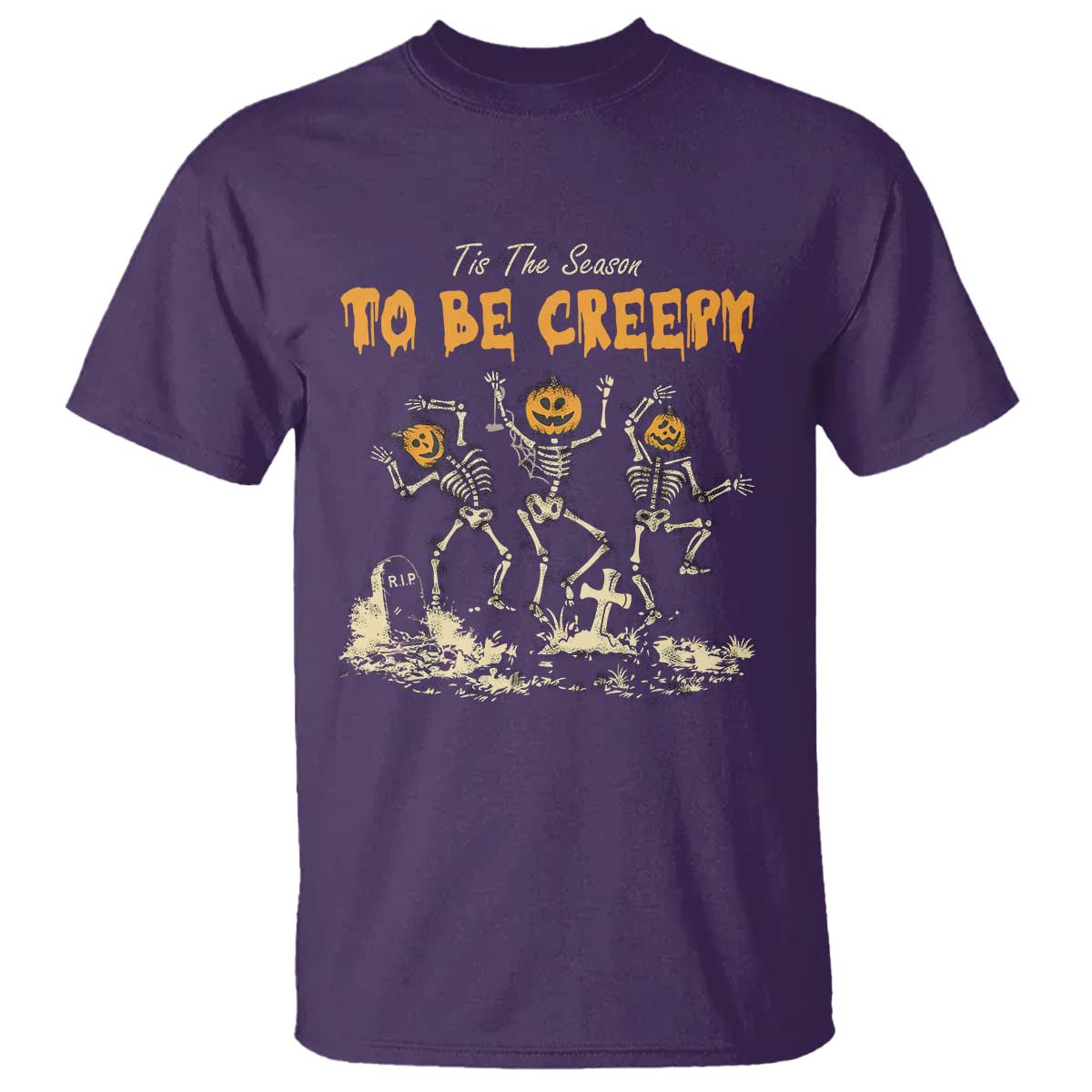 Funny Halloween T Shirt Tis The Season To Be Creepy Dancing Skeleton - Wonder Print Shop