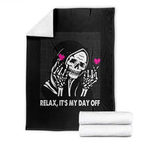 Funny Grim Reaper Throw Blanket Relax It's My Day Off Halloween - Wonder Print Shop