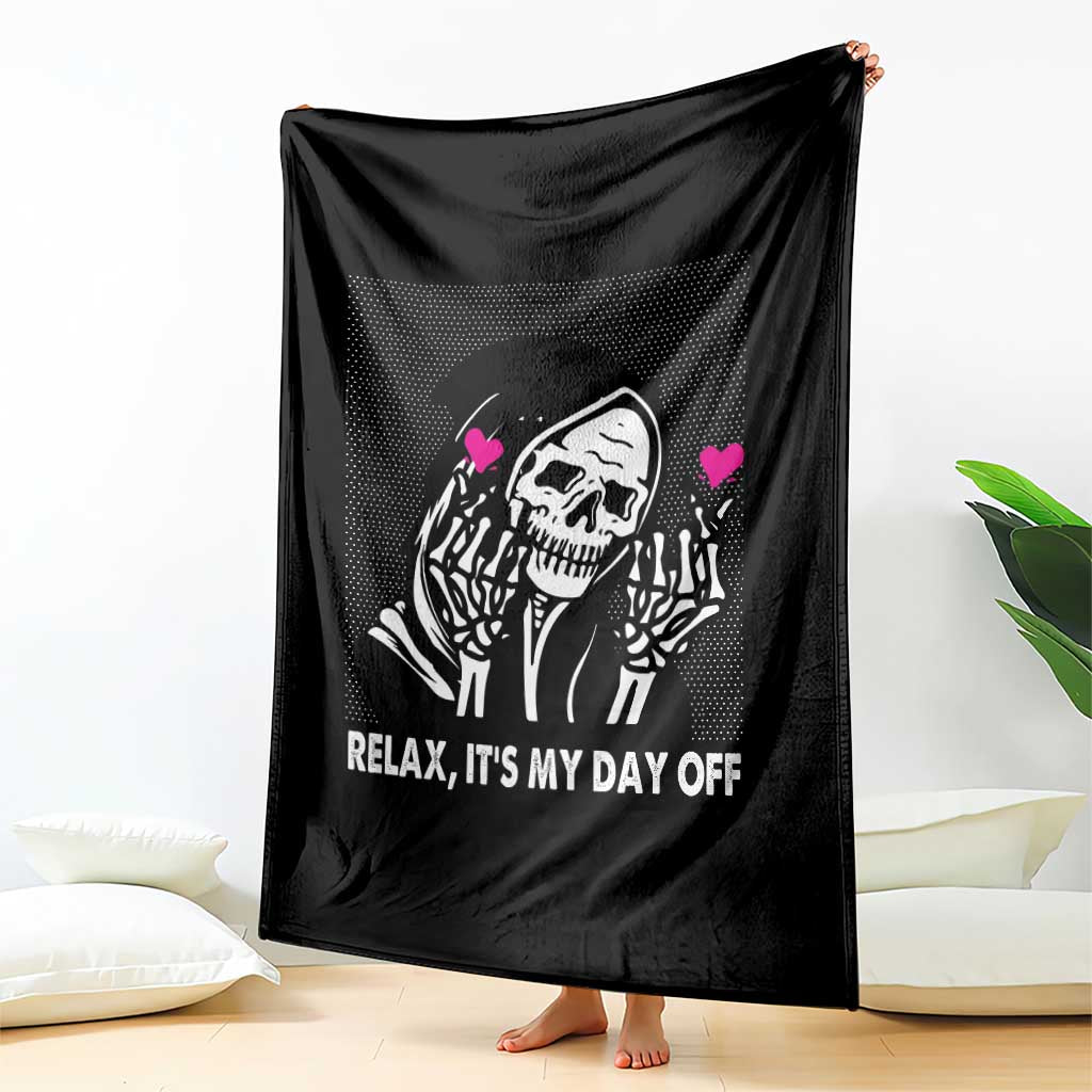 Funny Grim Reaper Throw Blanket Relax It's My Day Off Halloween - Wonder Print Shop