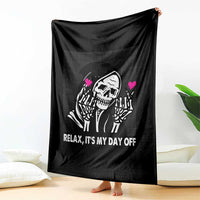Funny Grim Reaper Throw Blanket Relax It's My Day Off Halloween - Wonder Print Shop