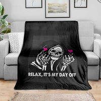 Funny Grim Reaper Throw Blanket Relax It's My Day Off Halloween - Wonder Print Shop