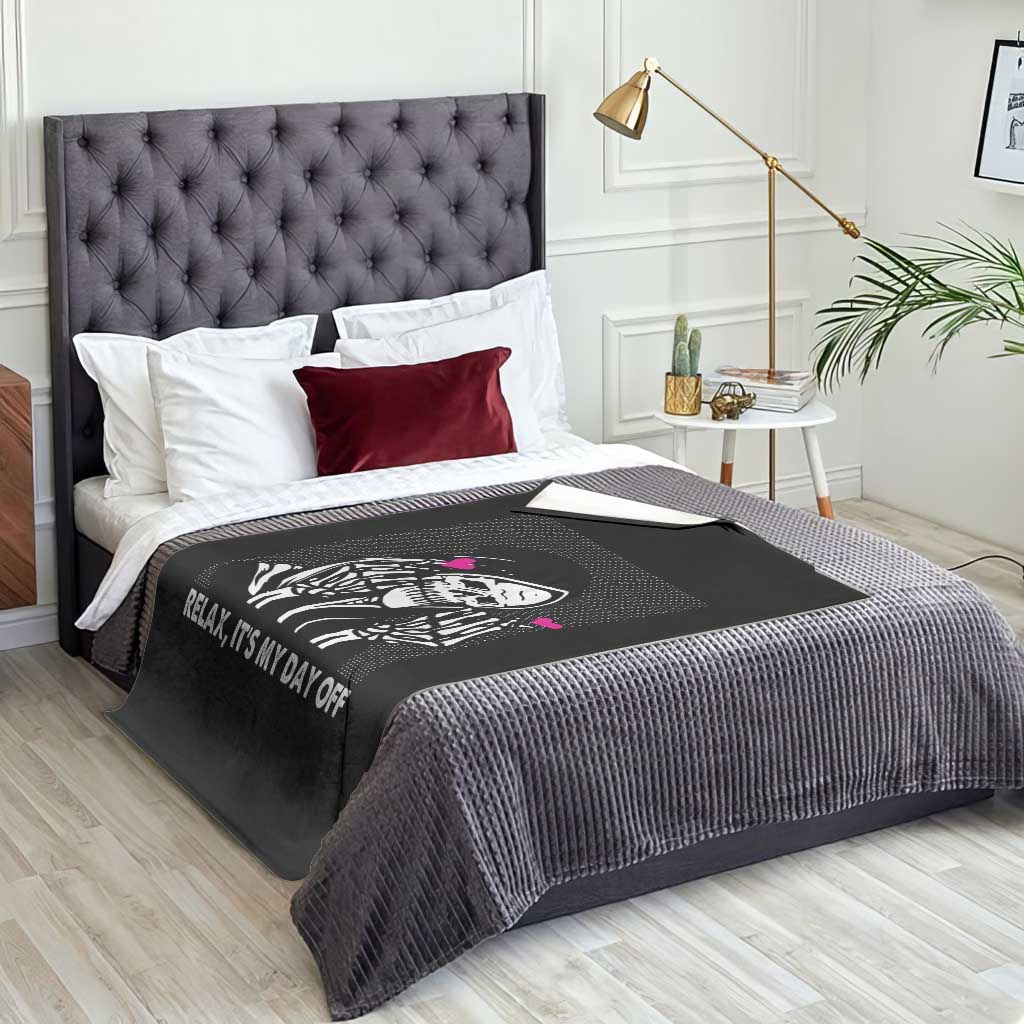 Funny Grim Reaper Throw Blanket Relax It's My Day Off Halloween - Wonder Print Shop