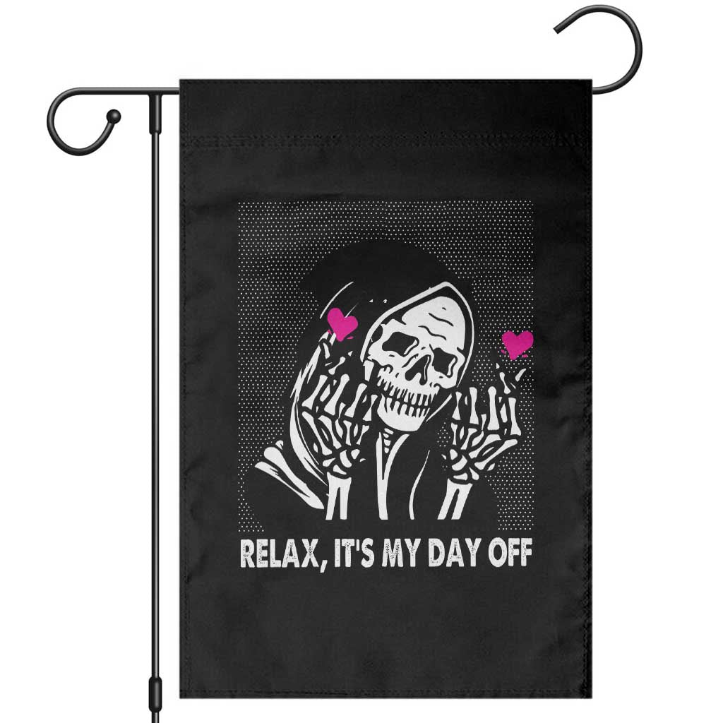 Funny Grim Reaper Garden Flag Relax It's My Day Off Halloween - Wonder Print Shop