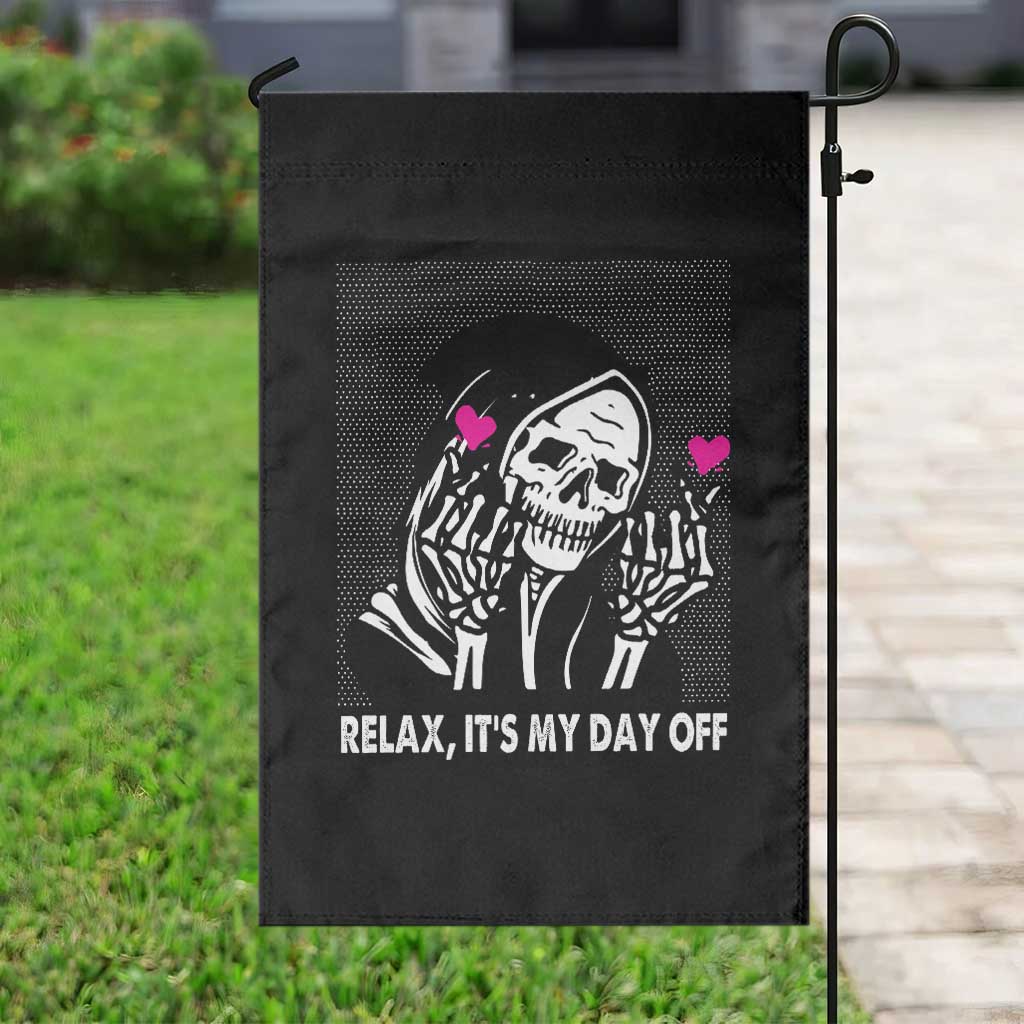 Funny Grim Reaper Garden Flag Relax It's My Day Off Halloween - Wonder Print Shop