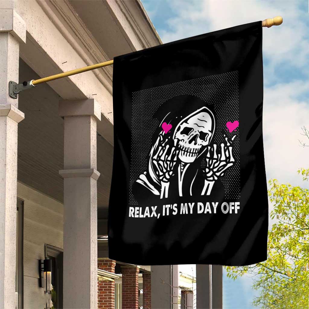 Funny Grim Reaper Garden Flag Relax It's My Day Off Halloween - Wonder Print Shop
