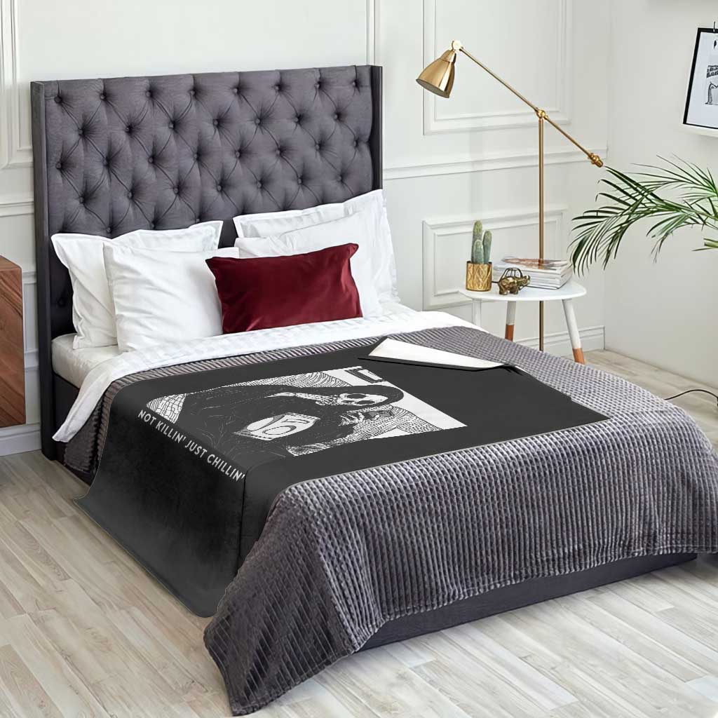 Funny Grim Reaper Throw Blanket Not Killing Just Chilling Halloween - Wonder Print Shop