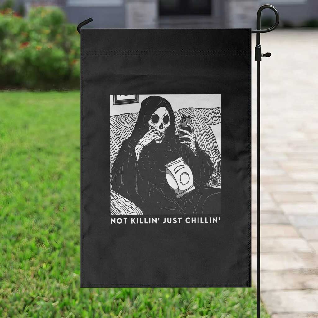 Funny Grim Reaper Garden Flag Not Killing Just Chilling Halloween - Wonder Print Shop