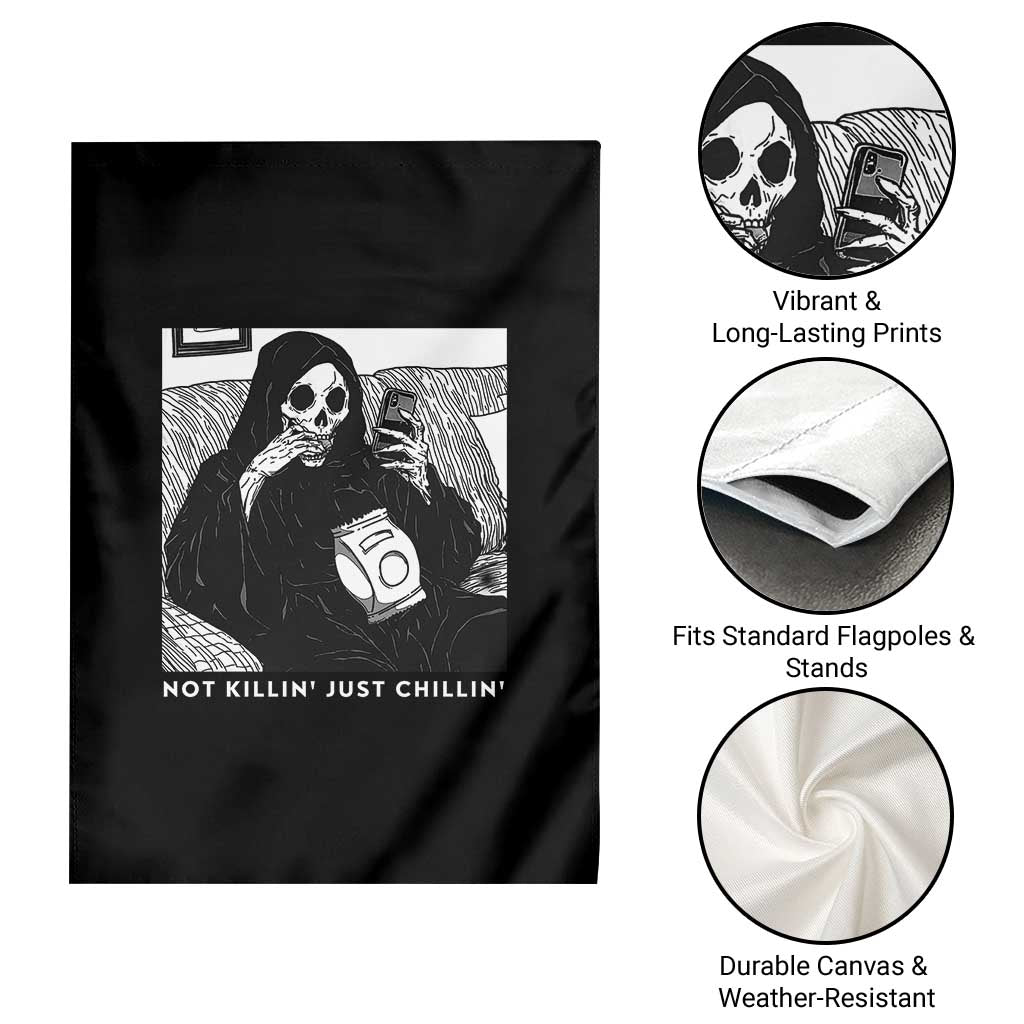 Funny Grim Reaper Garden Flag Not Killing Just Chilling Halloween - Wonder Print Shop
