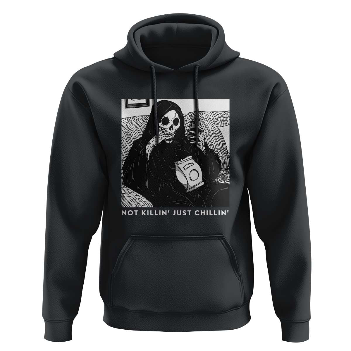 Funny Grim Reaper Hoodie Not Killing Just Chilling Halloween