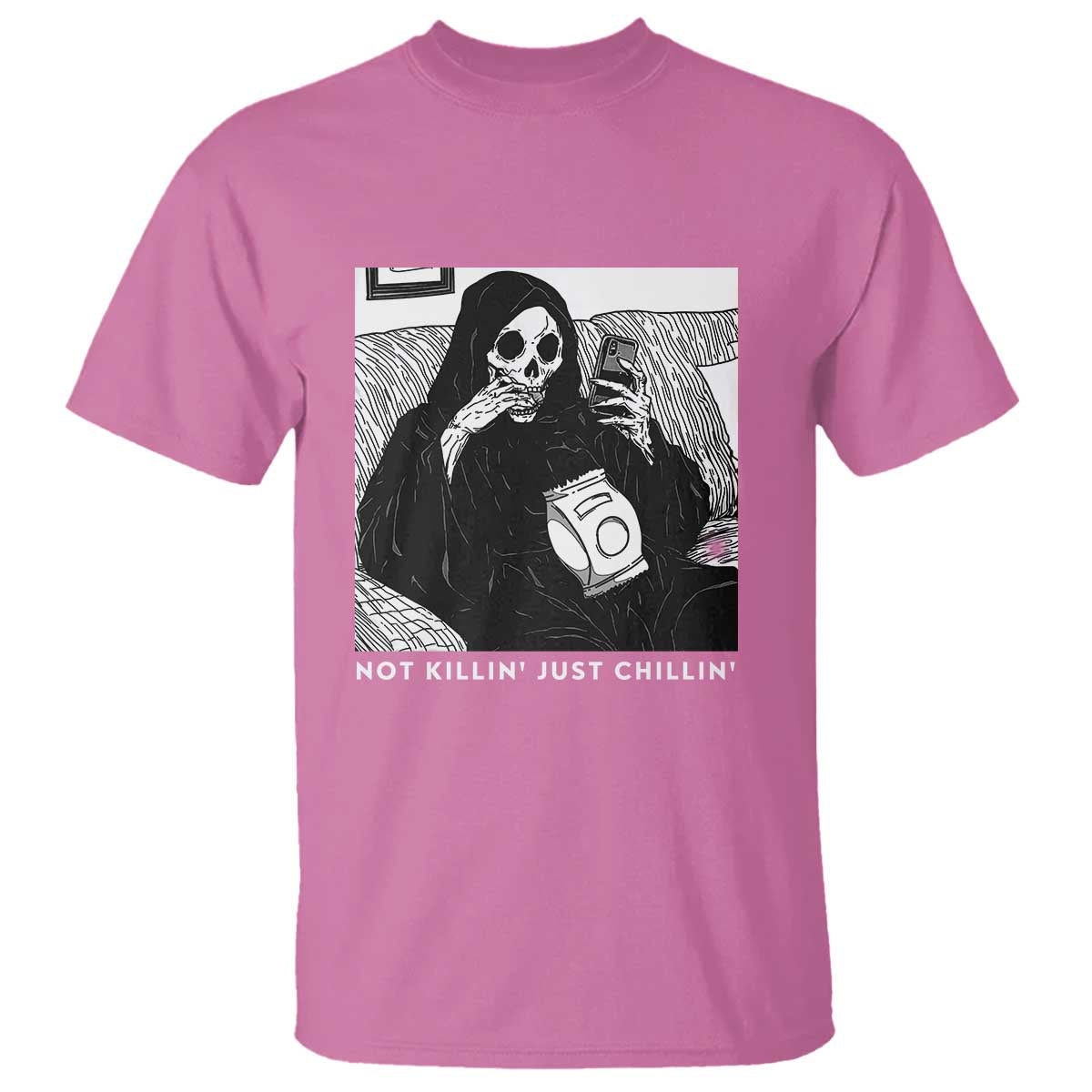 Funny Grim Reaper T Shirt Not Killing Just Chilling Halloween - Wonder Print Shop