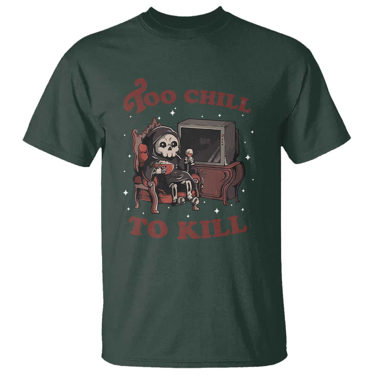 Funny Grim Reaper T Shirt Too Chill To Kill Halloween - Wonder Print Shop