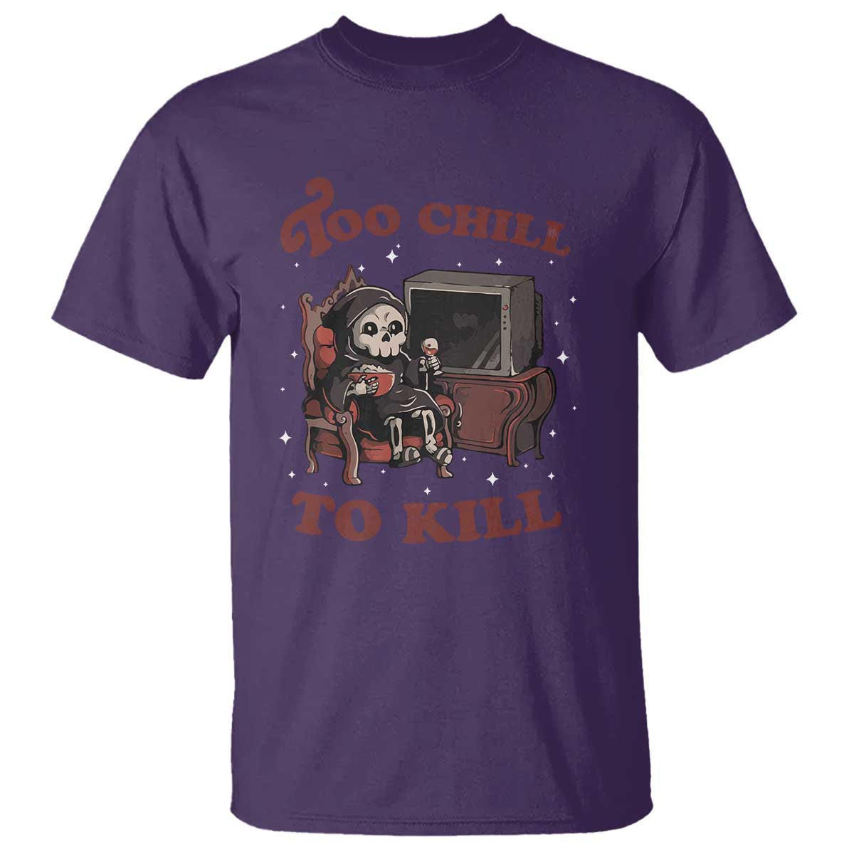 Funny Grim Reaper T Shirt Too Chill To Kill Halloween - Wonder Print Shop