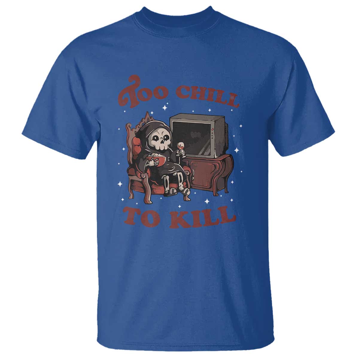 Funny Grim Reaper T Shirt Too Chill To Kill Halloween - Wonder Print Shop